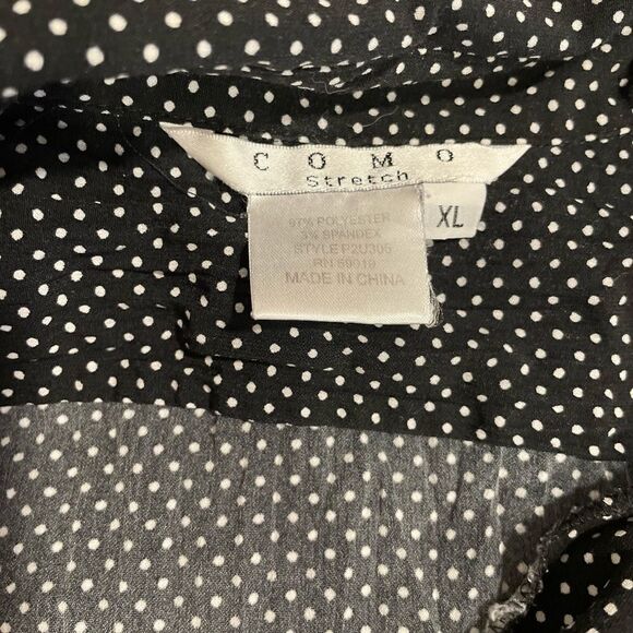 COMO STRETCH black &white polkadot top - Picture 4 of 6